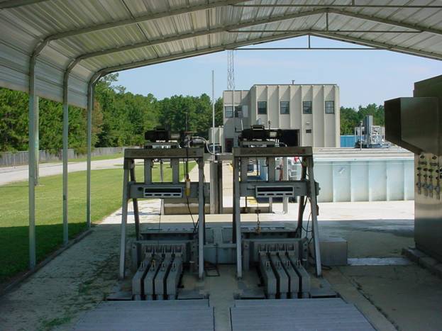 This is a picture of Statesboro's Wastewater Treatment Plant's ultraviolet (UV) light disinfectant.