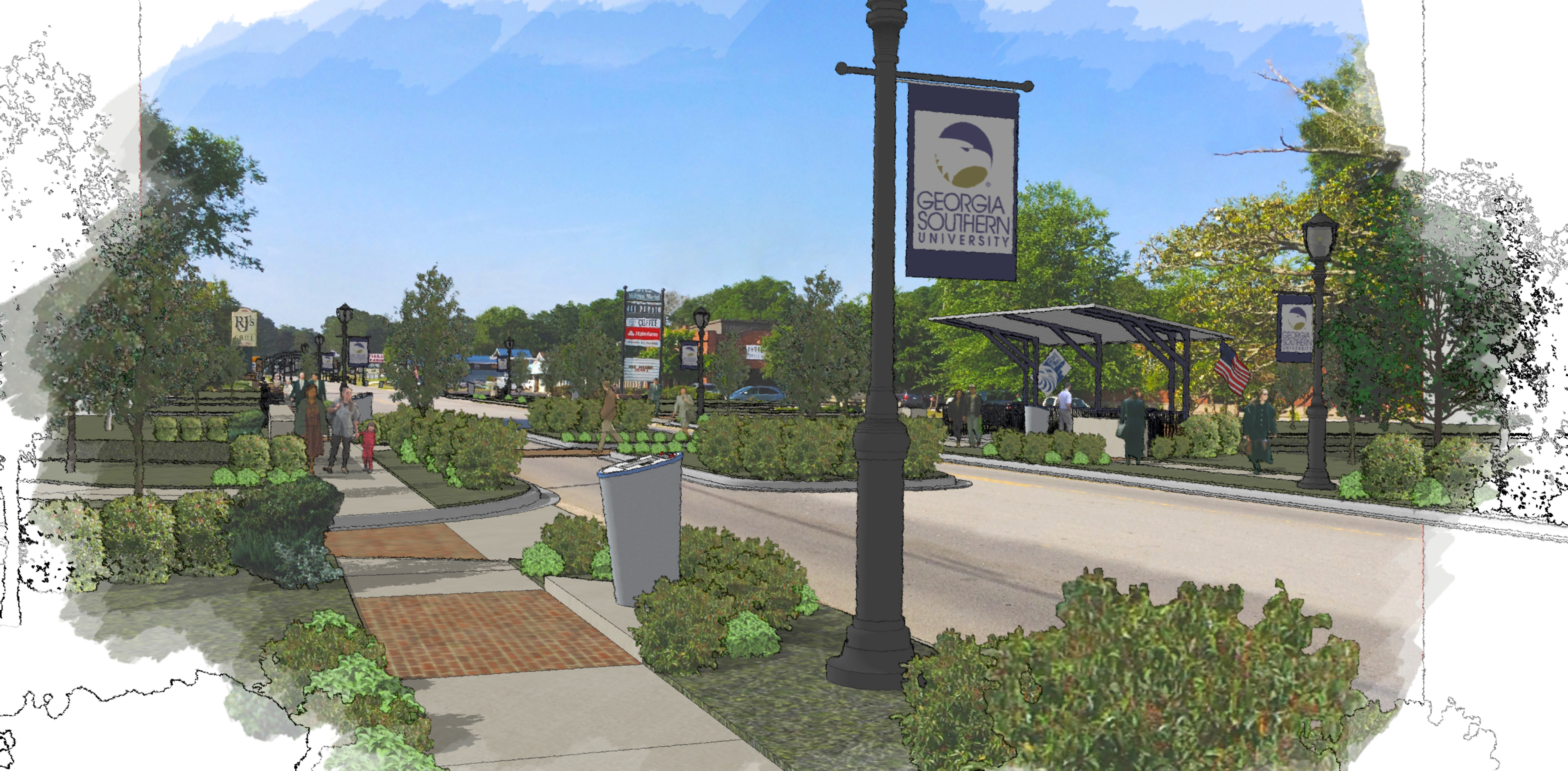 Rendering of Blue Mile at the Lotts Creek intersection